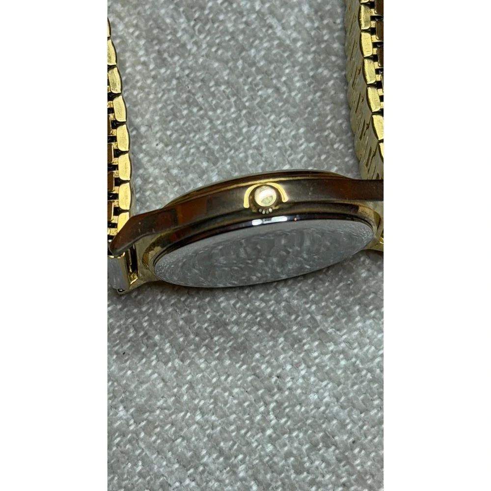 American Time Ltd Union Made Gold Tone Watch BAC Logo Expandable Band 3ATM